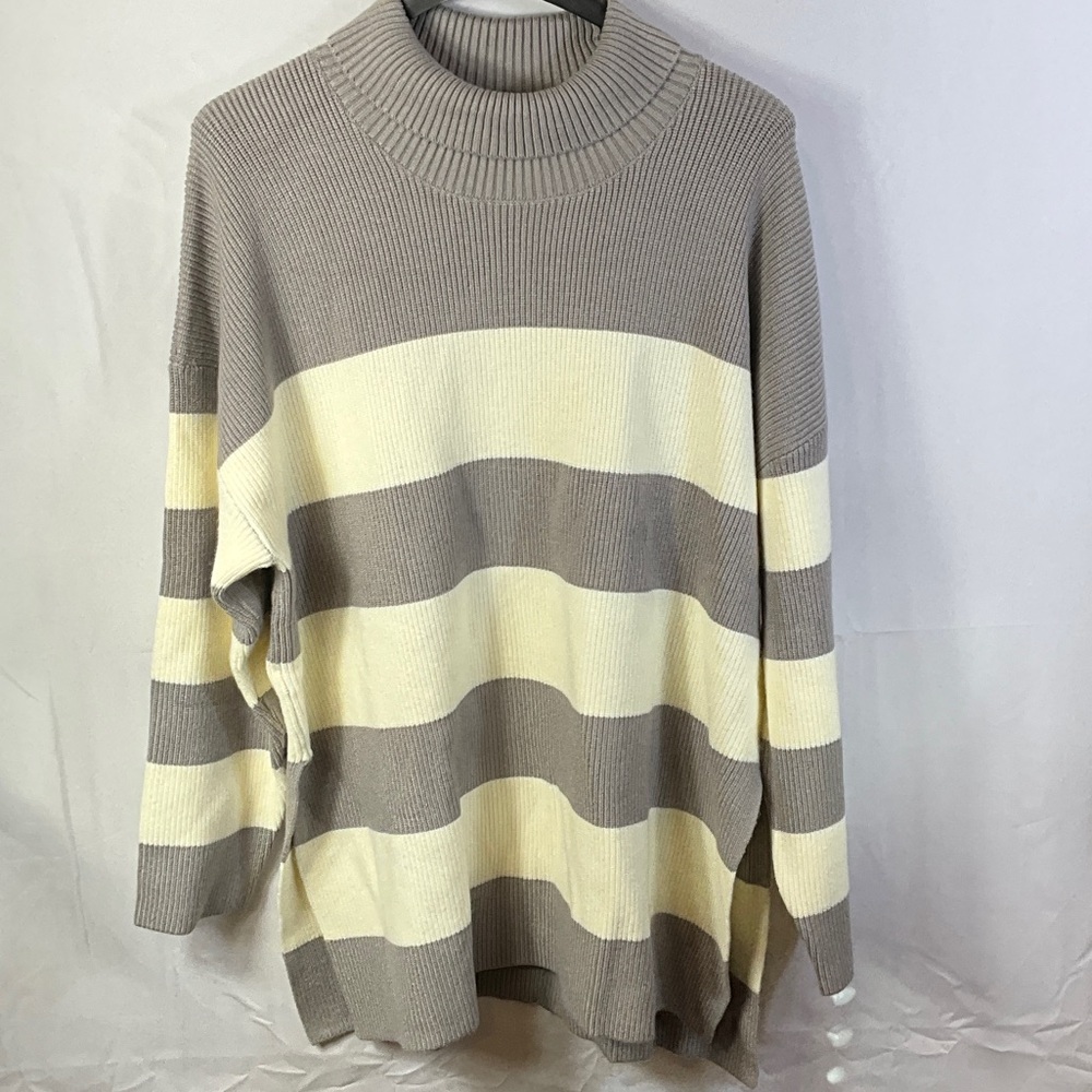 The Drop Size 3X Gray and Cream Turtle Neck Sweater